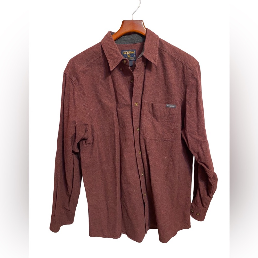 Vintage‎ Woolrich Heritage Heather Flannel Shirt Burgundy Maroon Men’s Large